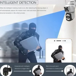 2.4G WIFI Security CCTV Camera Dual Len Wireless IP Camera Two-Way Audio Talk Auto Tracking Waterproof Network Camera Digital Zoom Surveillance PTZ Camera