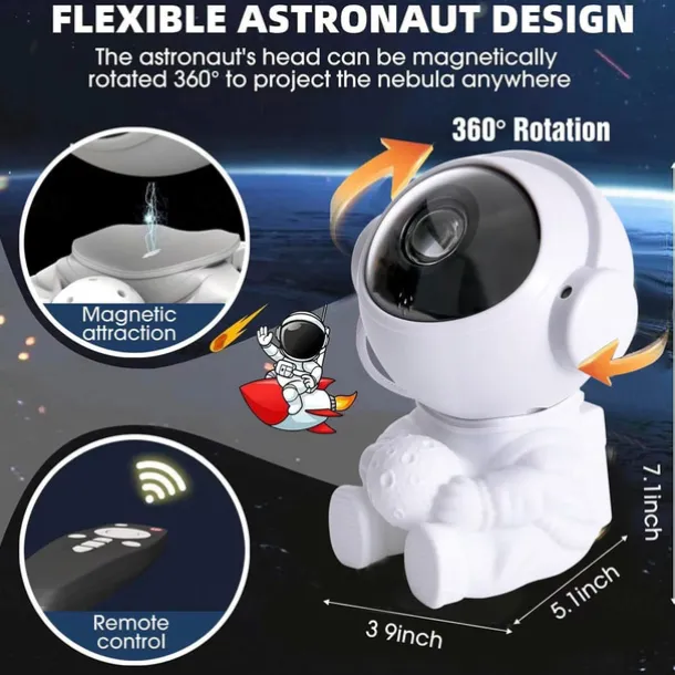 Galaxy Projector Stars Lights for Kids2-in-1 Astronaut Star Nebula Projector with Moon Night Light 360 Adjustable Remote Control Galaxy for Kids Christmas Gift Room Decoration Party