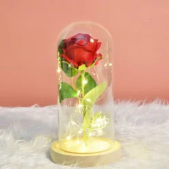 Galaxy Rose Lamps Simulated Rose 24k Gold Foil Rose Glass Led Light Light Up Rose In Glass Gift for Valentine's Day