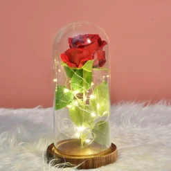 Galaxy Rose Lamps Simulated Rose 24k Gold Foil Rose Glass Led Light Light Up Rose In Glass Gift for Valentine's Day