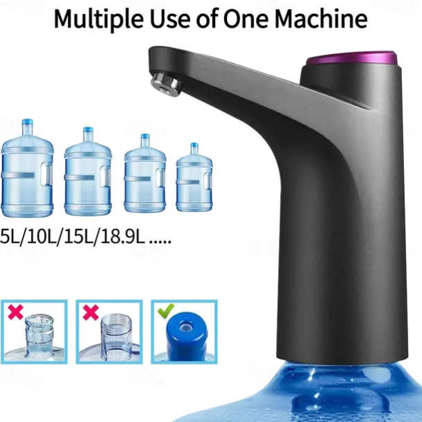 5-Gallon Water Dispenser - Automatic Electric Water Pump with USB Charging, Portable for Home, Office & Outdoor, Fits 2-5 Gallon Bottles