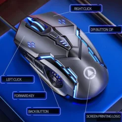 Gaming Mouse Low-noise 7 Color Backlight 6 Key Anti-slip Mechanical Mouse USB Wired Gaming Mouse for PC and Laptop