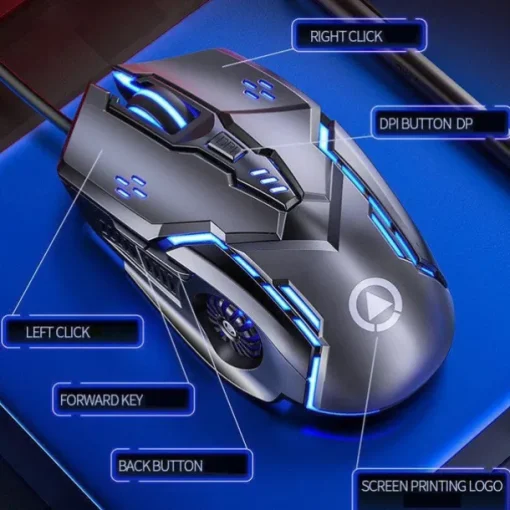 Gaming Mouse Low-noise 7 Color Backlight 6 Key Anti-slip Mechanical Mouse USB Wired Gaming Mouse for PC and Laptop