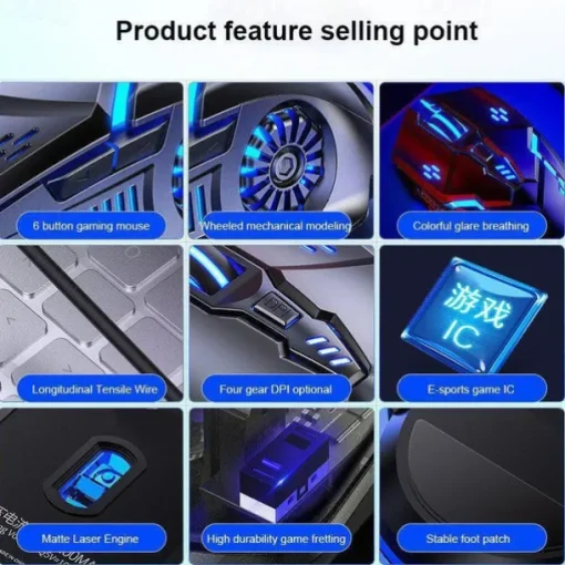 Gaming Mouse Low-noise 7 Color Backlight 6 Key Anti-slip Mechanical Mouse USB Wired Gaming Mouse for PC and Laptop