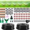 Garden Drip Irrigation Kit, Greenhouse Micro Automatic Drip Irrigation System Kit with 1/4 inch 1/2 inch Blank Distribution Tubing Hose Adjustable Patio Misting Nozzle Emitters Sprinkler
