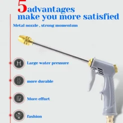 Garden Hose Nozzle,High Pressure 360° Rotaing Brass Metal Water Adjustmen Sprayer Gun, for Lawn & Garden,Washing Cars,Watering Garden Car Accessories