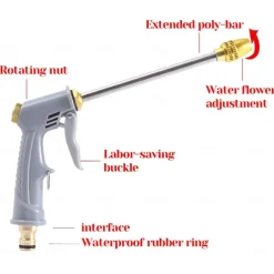Garden Hose Nozzle,High Pressure 360° Rotaing Brass Metal Water Adjustmen Sprayer Gun, for Lawn & Garden,Washing Cars,Watering Garden Car Accessories