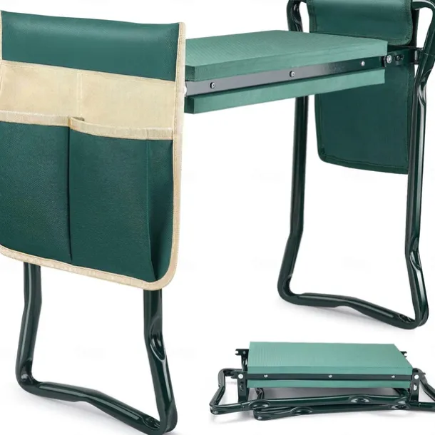 Garden Kneeler and Seat, Heavy Duty Gardening Bench with 2 Tool Pouches, Widen EVA Foam Pad, Foldable Garden Stool to Prevent Knee & Back Pain
