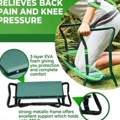 Garden Kneeler and Seat, Heavy Duty Gardening Bench with 2 Tool Pouches, Widen EVA Foam Pad, Foldable Garden Stool to Prevent Knee & Back Pain