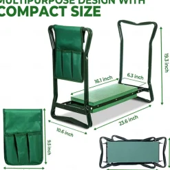 Garden Kneeler and Seat, Heavy Duty Gardening Bench with 2 Tool Pouches, Widen EVA Foam Pad, Foldable Garden Stool to Prevent Knee & Back Pain