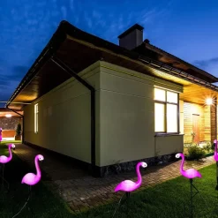 Garden Outdoor Flamingo LED Stake Lights Solar Powered Waterproof for Garden Lawn Patio Pond Backyard Decor