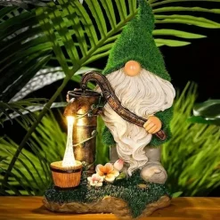 Garden Statues Gnome Decor Garden Resin Gnomes Elf With Solar LED Lights Outdoor Lawn Ornaments Decor For Patio Yard Porch Decoration Gifts Waterproof Outdoor Garden Decoration Solar Light For Garden Patio Courtyard Lawn And Tabletop