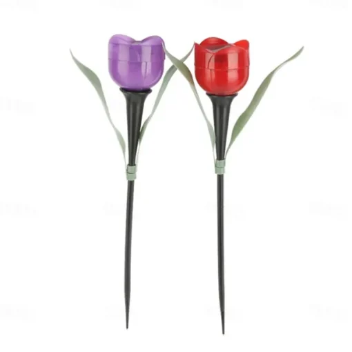 Garden Tulip Flower Shape Led Solar Powered Waterproof Tube Lawn Lights Decoration For Yard Outdoor Party Supplies