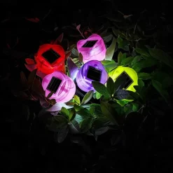 Garden Tulip Flower Shape Led Solar Powered Waterproof Tube Lawn Lights Decoration For Yard Outdoor Party Supplies
