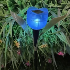 Garden Tulip Flower Shape Led Solar Powered Waterproof Tube Lawn Lights Decoration For Yard Outdoor Party Supplies