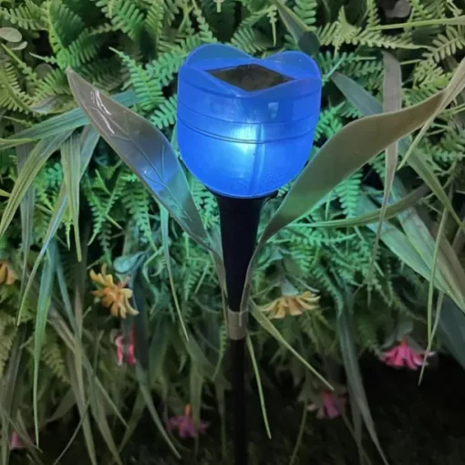 Garden Tulip Flower Shape Led Solar Powered Waterproof Tube Lawn Lights Decoration For Yard Outdoor Party Supplies