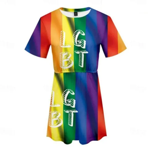 Gay Pride Rainbow Flag LGBT LGBTQ Dress Rainbow 3D Graphic For Women's Adults' Carnival 3D Print Pride Parade Pride Month