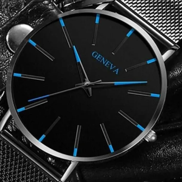 GENEVA Quartz Watch for Men Stylish Steampunk Casual Analog Quartz Wristwatch with Bracelet Set Waterproof PU Leather Watch