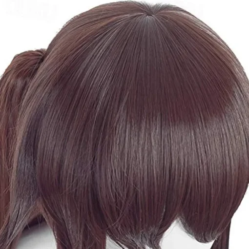 Genshin Impact Hutao Wig and Stand, Brown Pigtails Wig Game Cosplay s Anime Straight Hair for Party Halloween Wigs