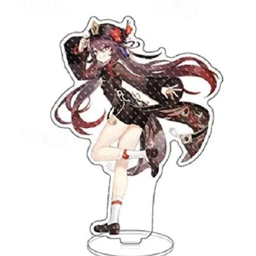 Genshin Impact Hutao Wig and Stand, Brown Pigtails Wig Game Cosplay s Anime Straight Hair for Party Halloween Wigs