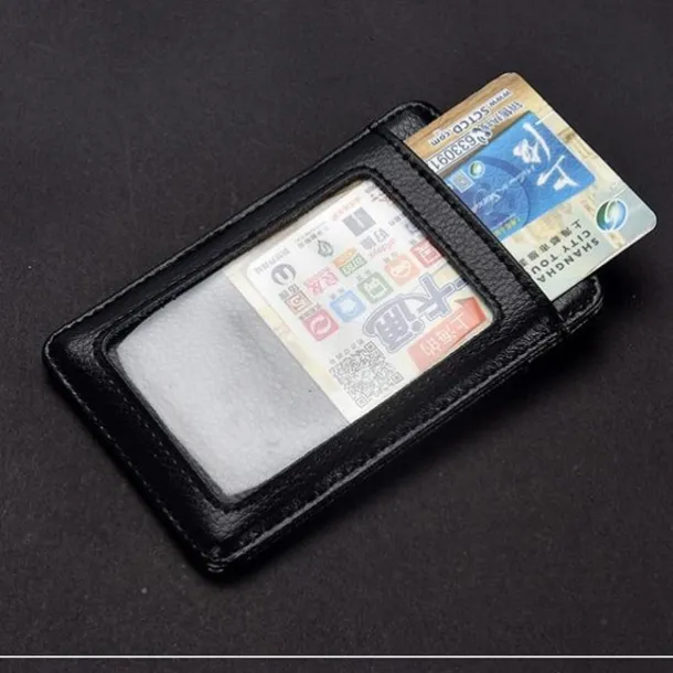 Genuine leather Business Work Card Holder Fashion ID Badge Holders with Nylon Lanyard ID case Office Supplies