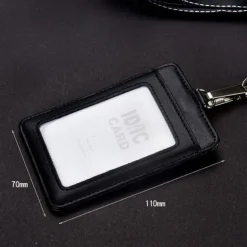 Genuine leather Business Work Card Holder Fashion ID Badge Holders with Nylon Lanyard ID case Office Supplies