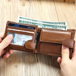 Genuine leather wallet top layer cowhide coin purse multi card horizontal wallet high-end business wallet suitable for both men and women perfect holiday gift