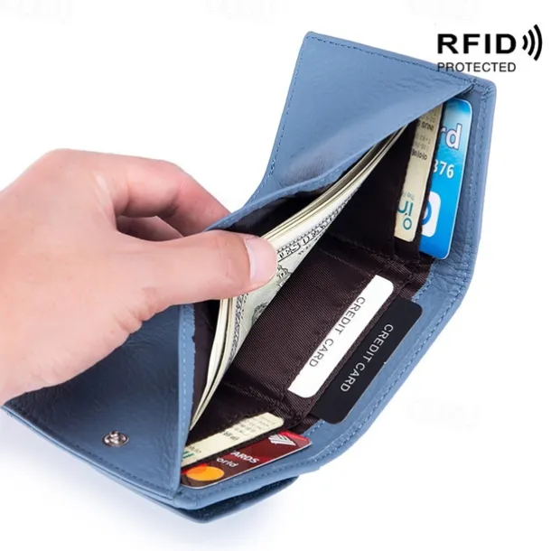 Genuine Leather Women Wallets and Purses Fashion Small Wallet with Mini Coin Pocket Rfid Blocking Purse