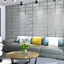 Geometric Wallpaper 3D Wall Murals Non-woven Fabric Imitation Deerskin Velvet Wallpaper Adhesive Required for Bedroom Living Room TV Background Home Decoration 53x950/20.87''x374''