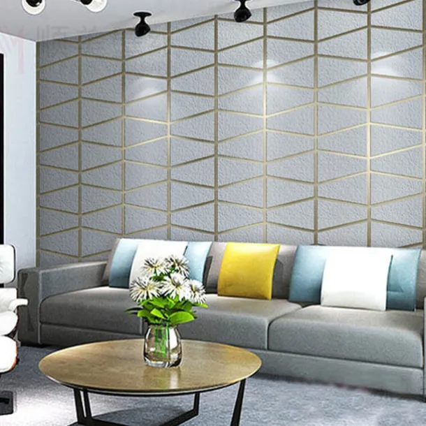 Geometric Wallpaper 3D Wall Murals Non-woven Fabric Imitation Deerskin Velvet Wallpaper Adhesive Required for Bedroom Living Room TV Background Home Decoration 53x950/20.87''x374''