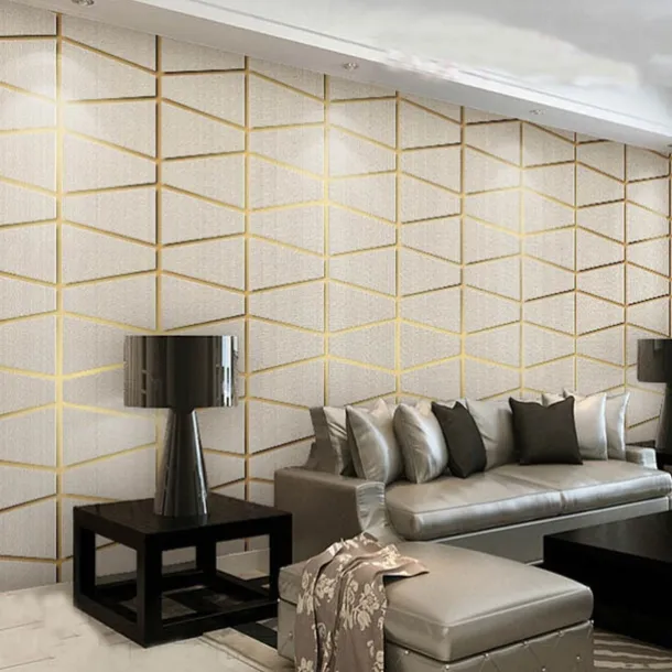 Geometric Wallpaper 3D Wall Murals Non-woven Fabric Imitation Deerskin Velvet Wallpaper Adhesive Required for Bedroom Living Room TV Background Home Decoration 53x950/20.87''x374''
