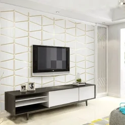 Geometric Wallpaper 3D Wall Murals Non-woven Fabric Imitation Deerskin Velvet Wallpaper Adhesive Required for Bedroom Living Room TV Background Home Decoration 53x950/20.87''x374''