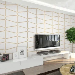 Geometric Wallpaper 3D Wall Murals Non-woven Fabric Imitation Deerskin Velvet Wallpaper Adhesive Required for Bedroom Living Room TV Background Home Decoration 53x950/20.87''x374''