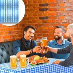 German Oktoberfest Tablecloth Bavarian Oktoberfest Blue and White Plaid Tablecloth PE Tablecloth
