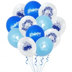 German Oktoberfest Themed Party Set Blue And White Plaid Pull Flag Cake Latex Balloon Party Decoration