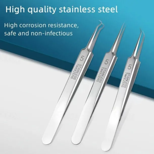 German Ultra-Fine Pimple Tweezers for Acne and Blackhead Removal - Salon Quality Beauty Tool for Face Health and Care
