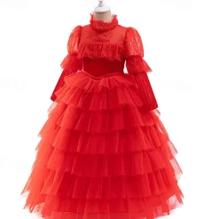 Ghost Bride Lydia Deetz Halloween Dress Beetlejuice Horror Movie Vintage Dress Dress Up Kid's Girls' Masquerade Party / Evening Easy Halloween Costumes Dress Up