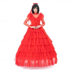 Ghost Bride Lydia Deetz Halloween Dress Headpiece Beetlejuice Horror Movie Dresses Dress Up Adults' Women's Masquerade Party / Evening Easy Halloween Costumes Dress Up