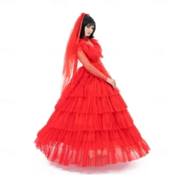 Ghost Bride Lydia Deetz Halloween Dress Headpiece Beetlejuice Horror Movie Dresses Dress Up Adults' Women's Masquerade Party / Evening Easy Halloween Costumes Dress Up