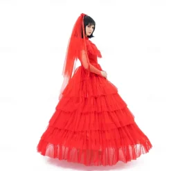 Ghost Bride Lydia Deetz Halloween Dress Headpiece Beetlejuice Horror Movie Dresses Dress Up Adults' Women's Masquerade Party / Evening Easy Halloween Costumes Dress Up