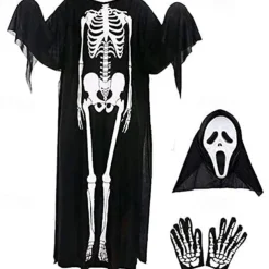 Ghostface Costume Mask Gloves Devil Ghost Skeleton Cosplay Costumes Horror Masks Ghost Face Scream Helmet Creepy Halloween Party Masquerade