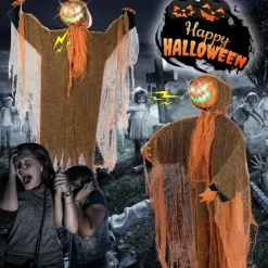 Ghostly Halloween Glowing Pumpkin Skeleton Pendant Decoration Fun Activity for All Age Halloween Themed Decorations Children and Adults