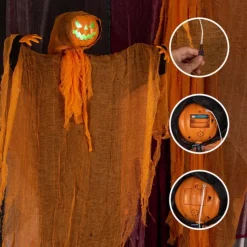 Ghostly Halloween Glowing Pumpkin Skeleton Pendant Decoration Fun Activity for All Age Halloween Themed Decorations Children and Adults