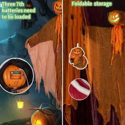 Ghostly Halloween Glowing Pumpkin Skeleton Pendant Decoration Fun Activity for All Age Halloween Themed Decorations Children and Adults