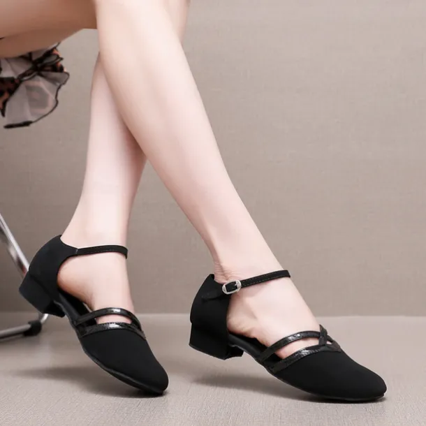 Girls' Black Dance Shoes with Adjustable Straps - Comfortable Performance Shoes for Ballet, Jazz, and Modern Dance