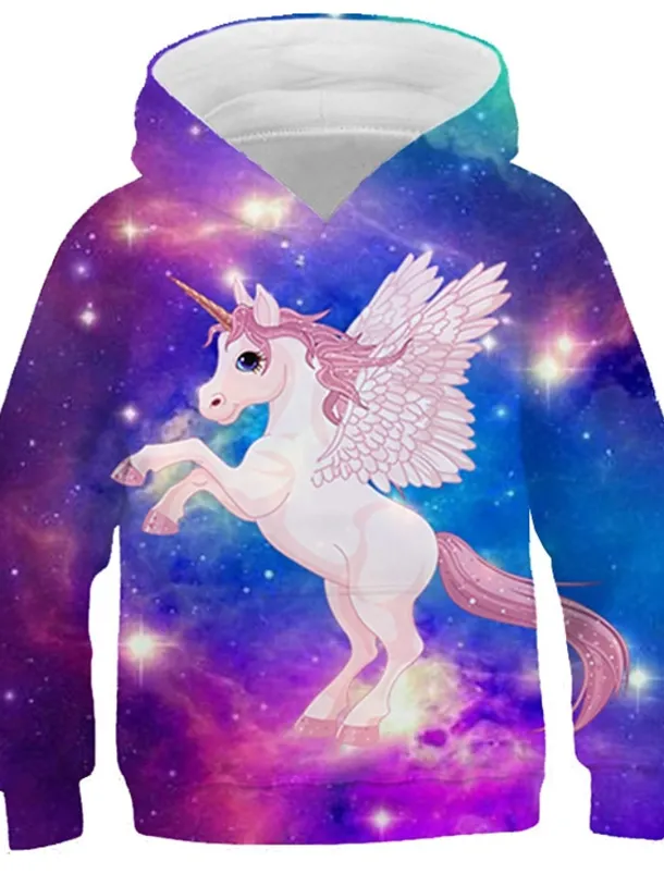 Girls' 3D Animal Butterfly Hoodie Long Sleeve 3D Print Fall Winter Active Sports Fashion Kids 3-12 Years Outdoor Daily Indoor Regular Fit