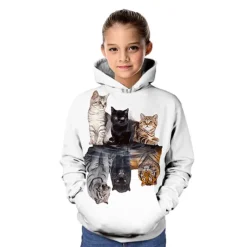 Girls' 3D Animal Cat Hoodie Long Sleeve 3D Print Spring Fall Winter Fashion Streetwear Adorable Kids 3-12 Years Outdoor Daily Indoor Regular Fit