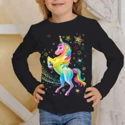 Girls' 3D Animal Cat T shirt Long Sleeve 3D Print Fall Winter Active Sports Fashion Kids 3-12 Years Outdoor Daily Regular Fit