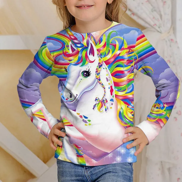 Girls' 3D Animal Cat T shirt Long Sleeve 3D Print Fall Winter Active Sports Fashion Kids 3-12 Years Outdoor Daily Regular Fit