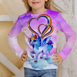 Girls' 3D Animal Cat T shirt Long Sleeve 3D Print Fall Winter Active Sports Fashion Kids 3-12 Years Outdoor Daily Regular Fit